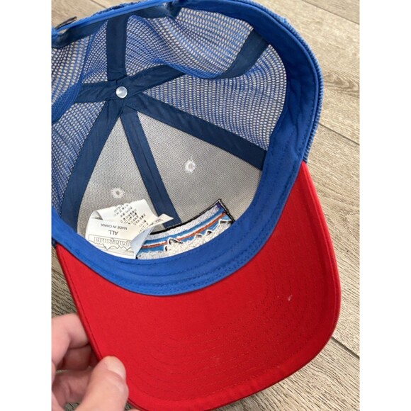 Patagonia P-6 Logo Trucker Hat Mesh Adult Snapback Cap Red White Blue Hiking - Picture 3 of 4